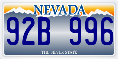 NV license plate 92B996