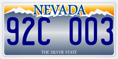 NV license plate 92C003