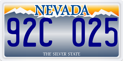 NV license plate 92C025