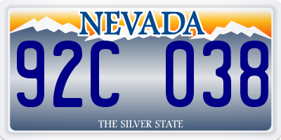 NV license plate 92C038