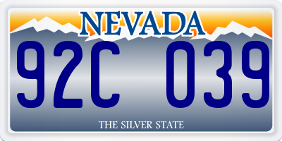 NV license plate 92C039