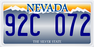 NV license plate 92C072
