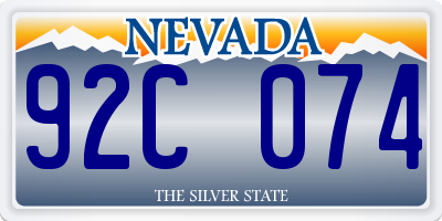 NV license plate 92C074