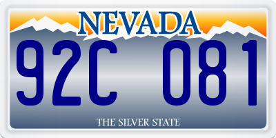 NV license plate 92C081