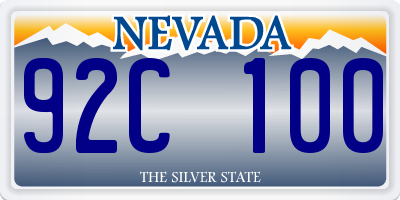 NV license plate 92C100