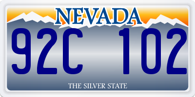 NV license plate 92C102
