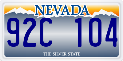NV license plate 92C104