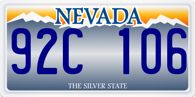 NV license plate 92C106