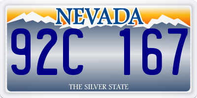 NV license plate 92C167