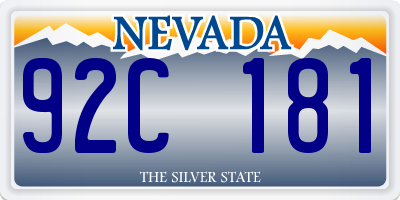 NV license plate 92C181
