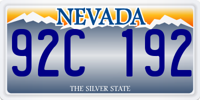 NV license plate 92C192