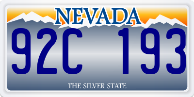 NV license plate 92C193