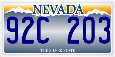 NV license plate 92C203