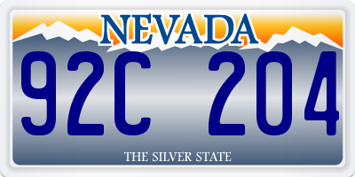 NV license plate 92C204