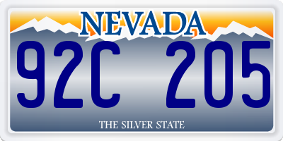 NV license plate 92C205