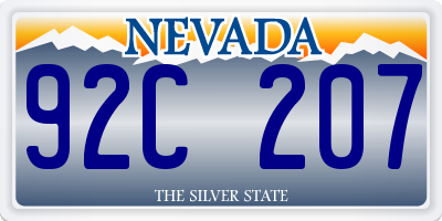 NV license plate 92C207