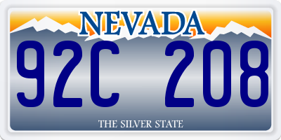 NV license plate 92C208