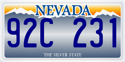 NV license plate 92C231