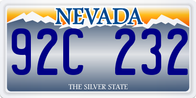 NV license plate 92C232