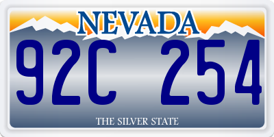 NV license plate 92C254