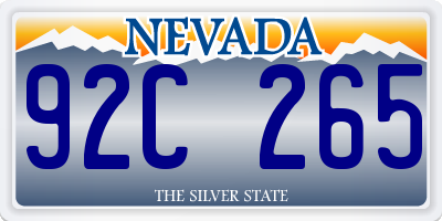 NV license plate 92C265