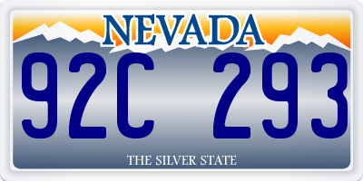 NV license plate 92C293