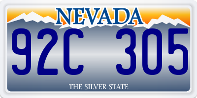 NV license plate 92C305