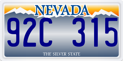 NV license plate 92C315