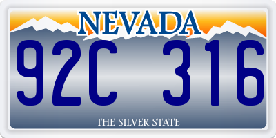 NV license plate 92C316