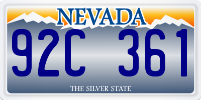 NV license plate 92C361