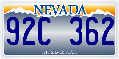 NV license plate 92C362