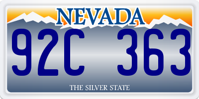 NV license plate 92C363