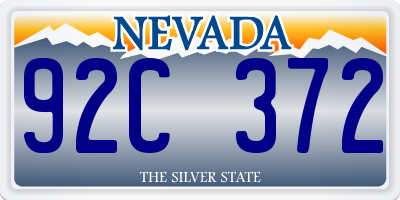 NV license plate 92C372