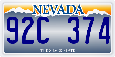 NV license plate 92C374