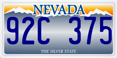 NV license plate 92C375