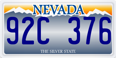 NV license plate 92C376