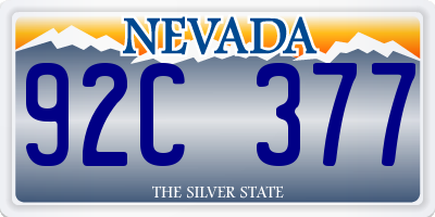 NV license plate 92C377