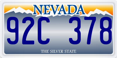 NV license plate 92C378