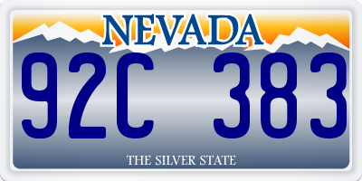 NV license plate 92C383