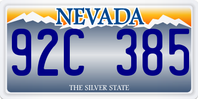 NV license plate 92C385