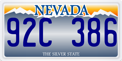 NV license plate 92C386