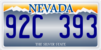 NV license plate 92C393