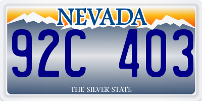 NV license plate 92C403