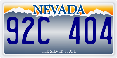 NV license plate 92C404