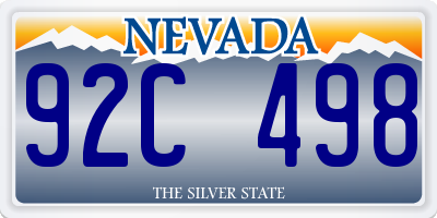 NV license plate 92C498