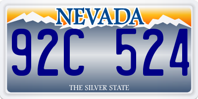 NV license plate 92C524