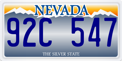 NV license plate 92C547