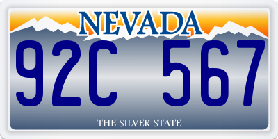 NV license plate 92C567