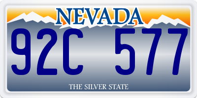 NV license plate 92C577