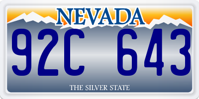 NV license plate 92C643